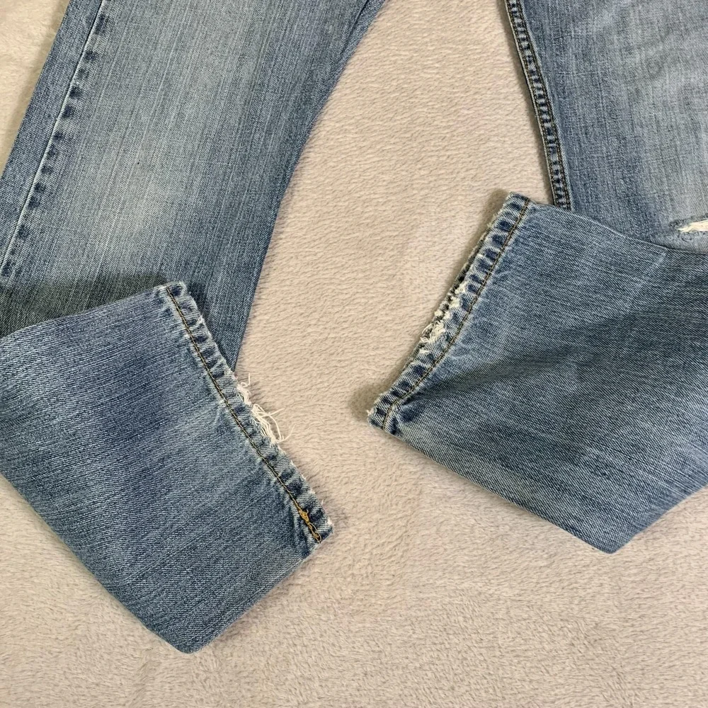Vintage Levis 505 Jeans Mens 32x32 Blue Light Wash Regular Straight Distressed